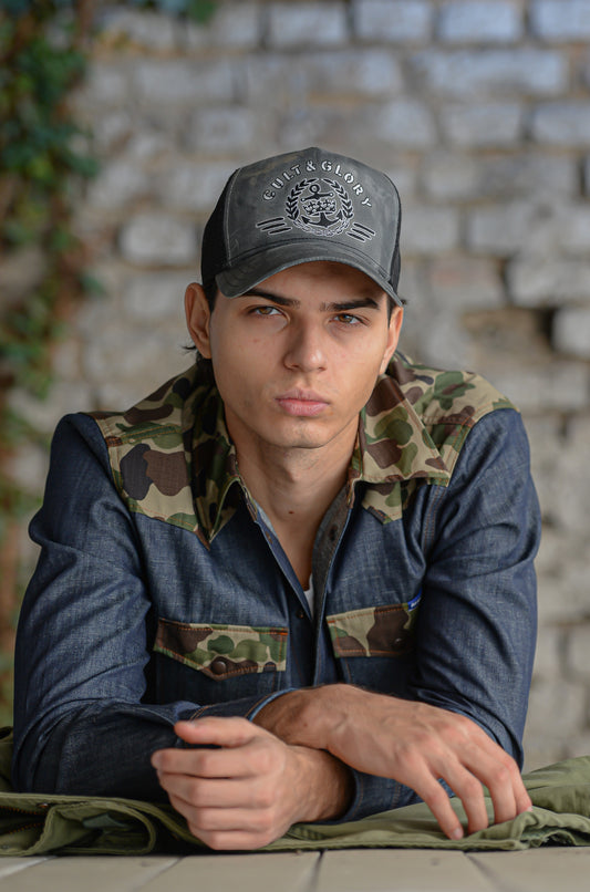 Blaumann Jeanshemd mit Schweizer Militär Schulter-Verzierung - Limited Edition