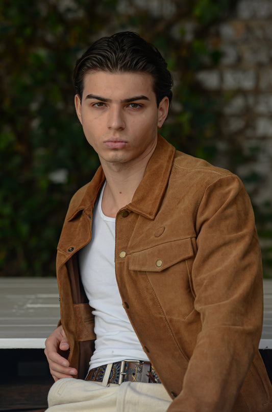 Deus Ex Machina Lederjacke im Jeans-Jacken Stil Wildleder