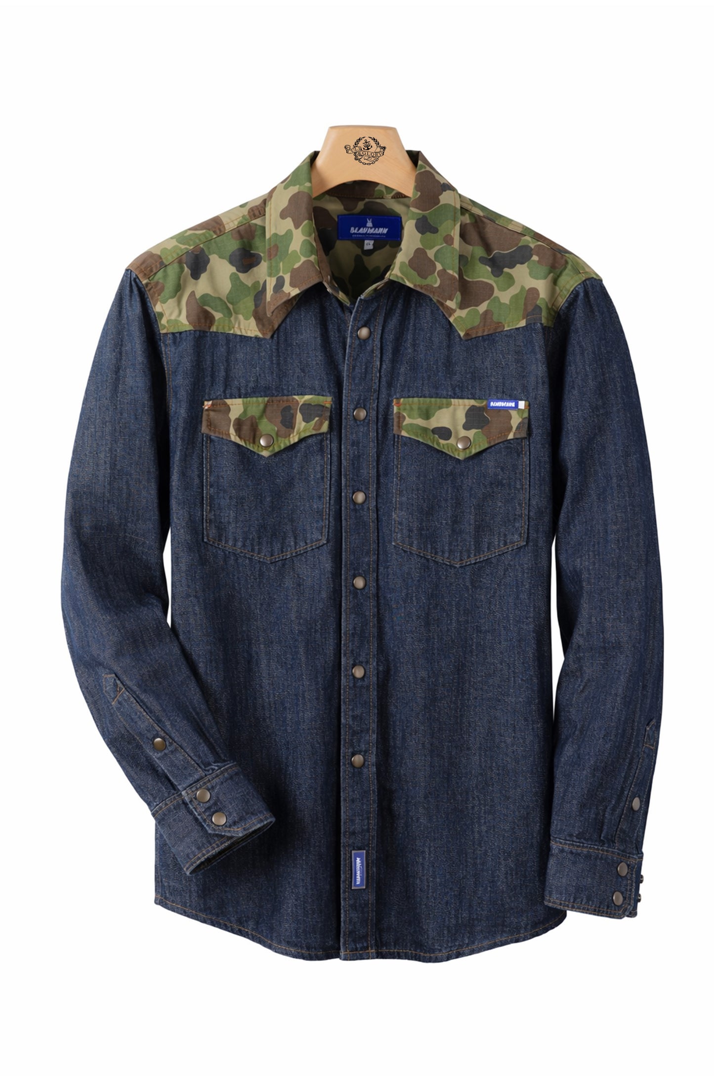 Blaumann Jeanshemd mit Schweizer Militär Schulter-Verzierung - Limited Edition